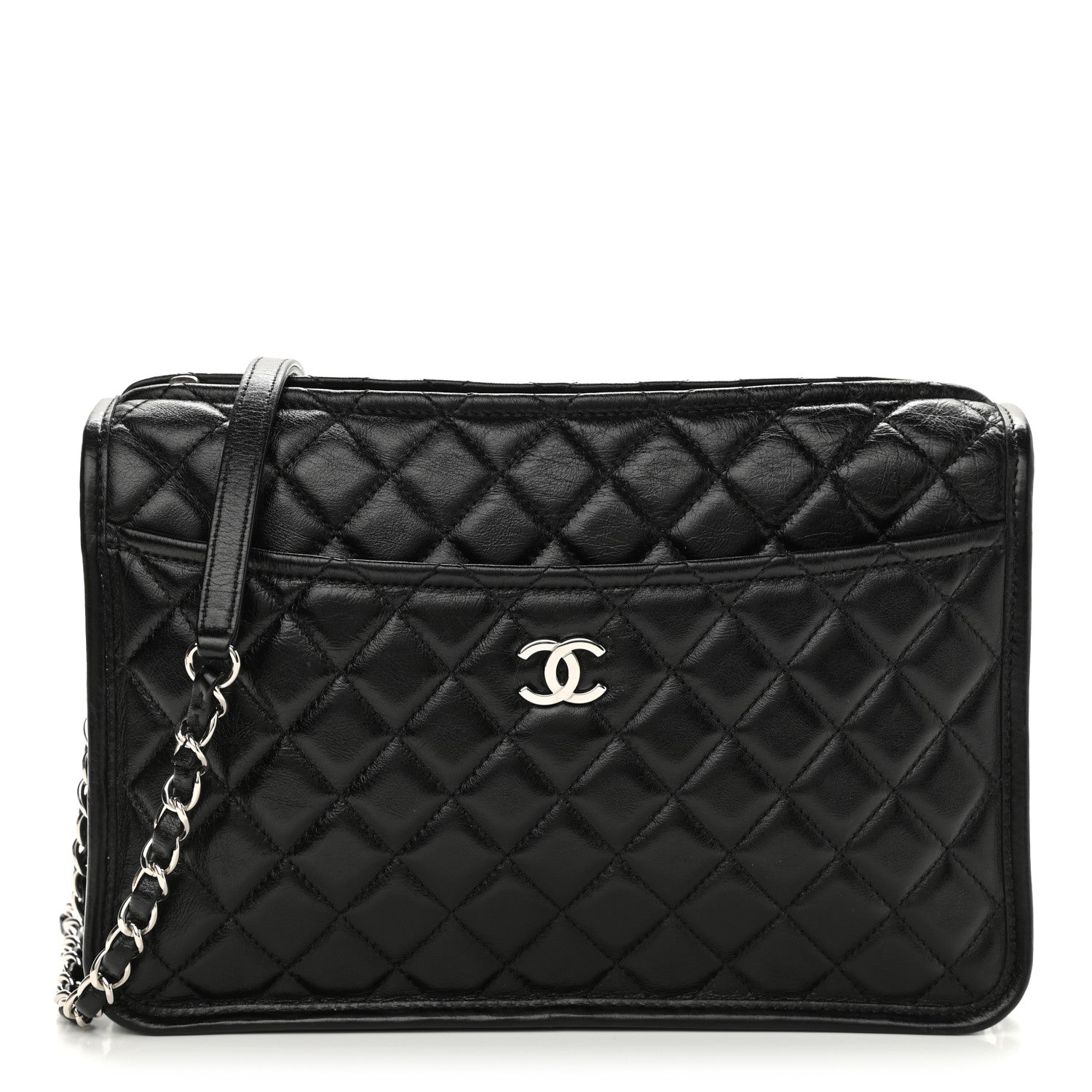 Chanel Aged Calfskin Quilted Large Working Vibe Camera Case Black 1 of 10