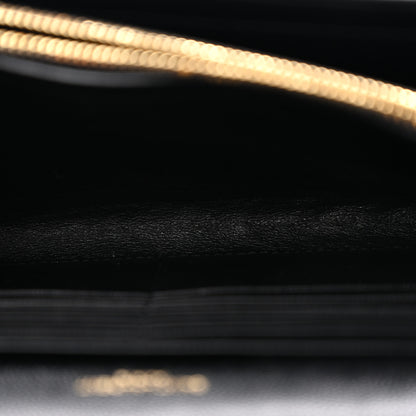 Saint Laurent Grain De Poudre Matelasse Chevron Monogram Chain Wallet Black 8 of 27