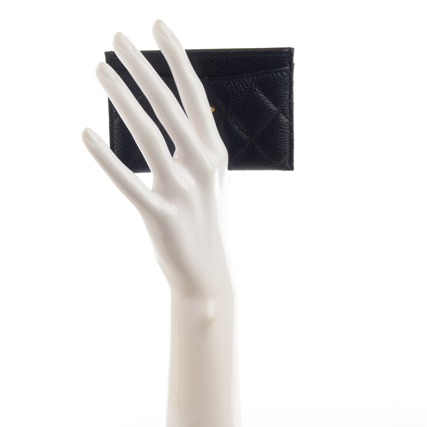 Caviar Quilted Card Holder Navy Blue