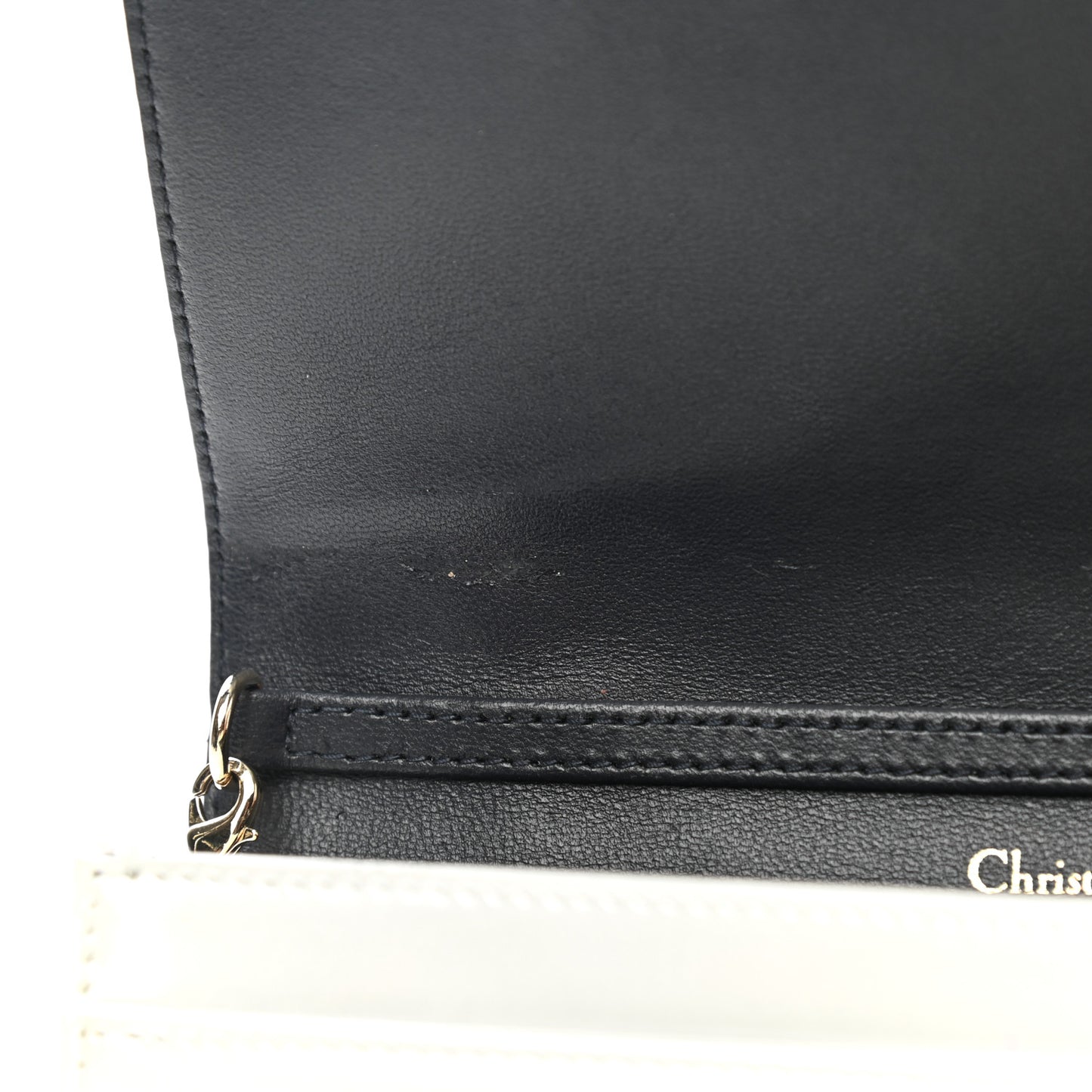 Patent Micro-Cannage Diorama Wallet on Chain Pouch White