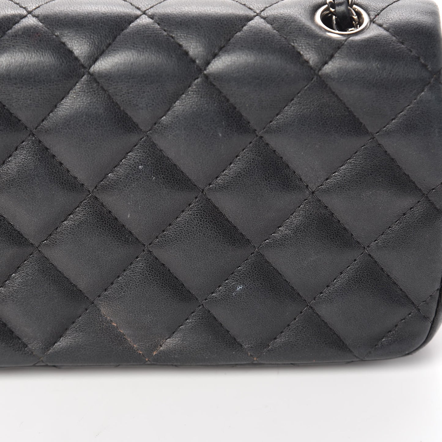 Lambskin Quilted Extra Mini Rectangular Flap Black