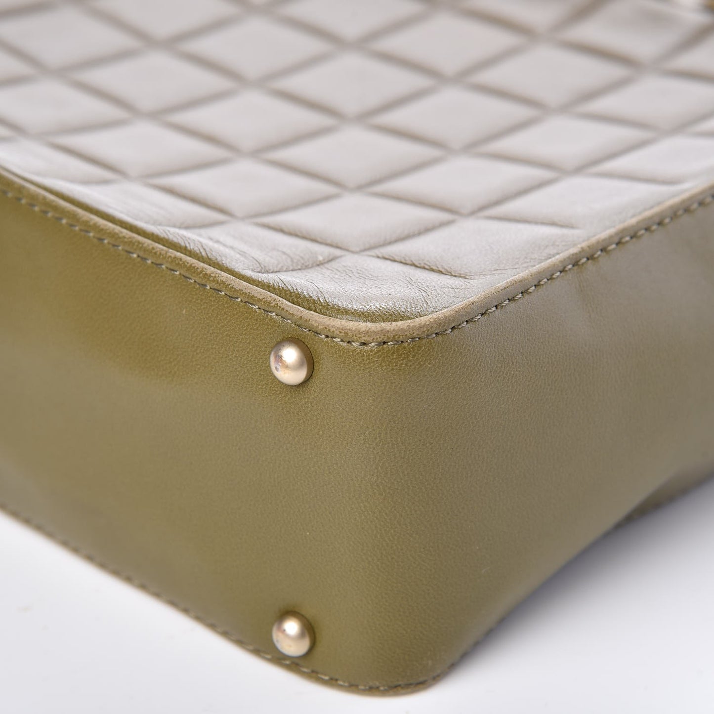 Lambskin Chocolate Bar Quilted Small Shoulder Bag Khaki