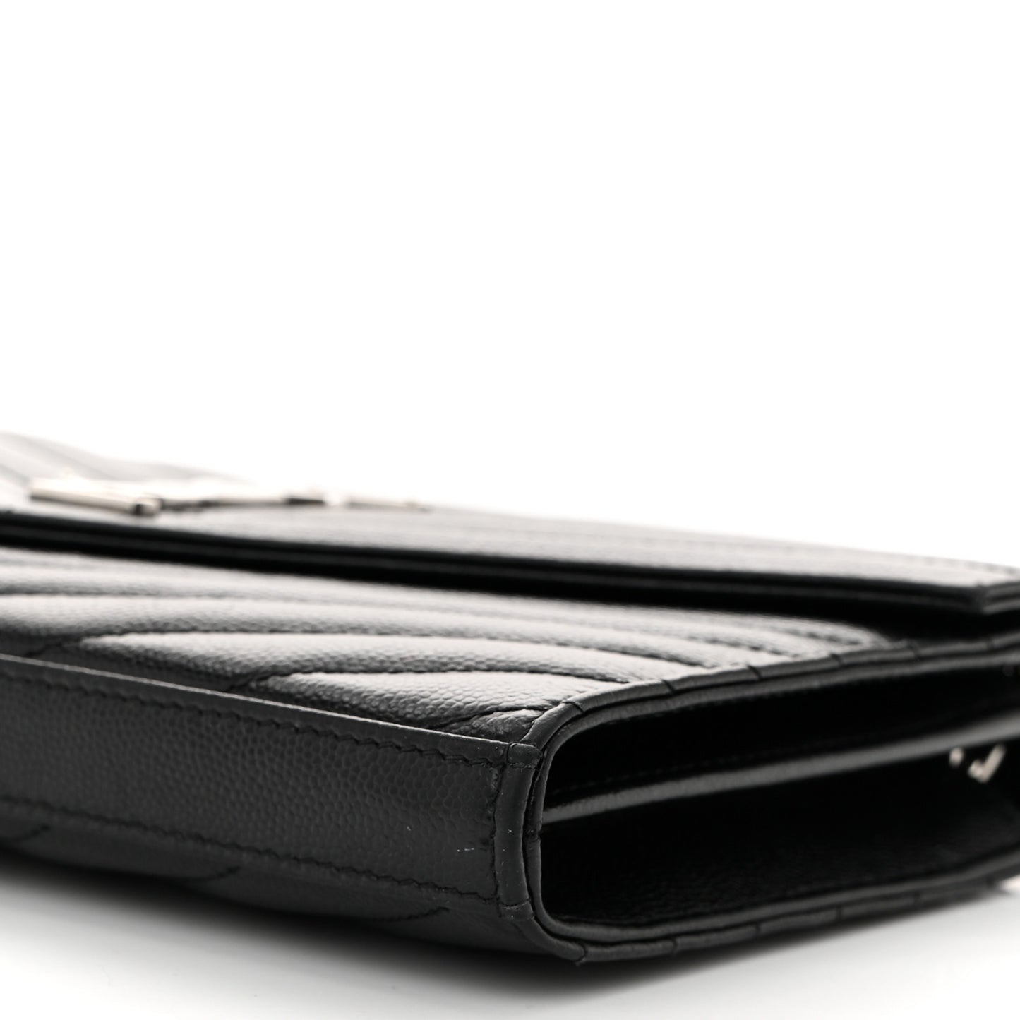 Grain De Poudre Matelasse Chevron Monogram Chain Wallet Black