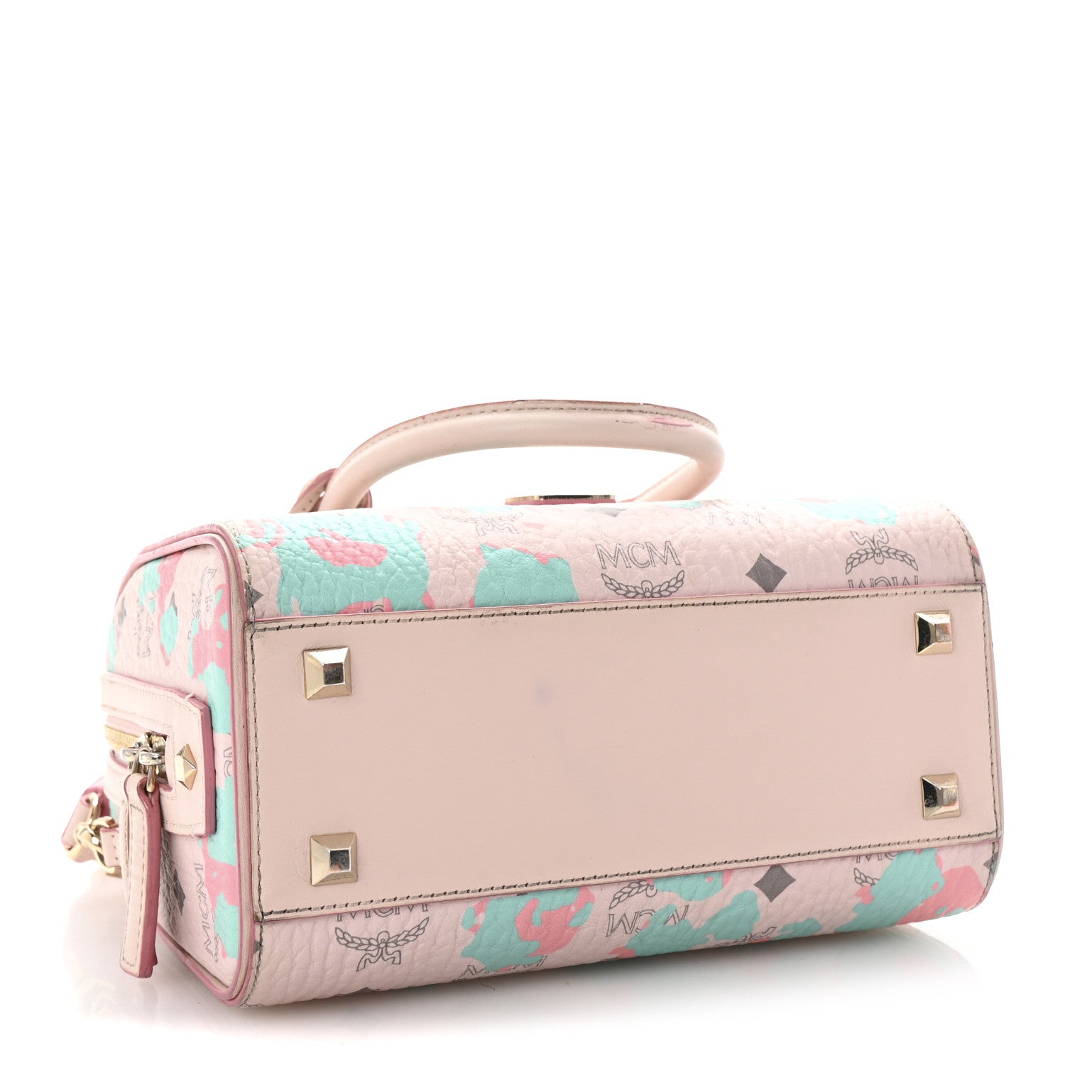 MCM Visetos Floral Leopard Essential Boston Bag Pink 4 of 9