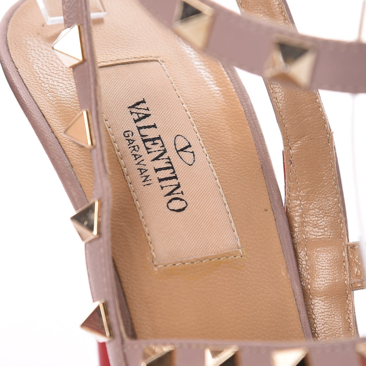 Patent Rockstud Ankle Strap 100mm Pumps 37.5 Rosso Valentino Poudre