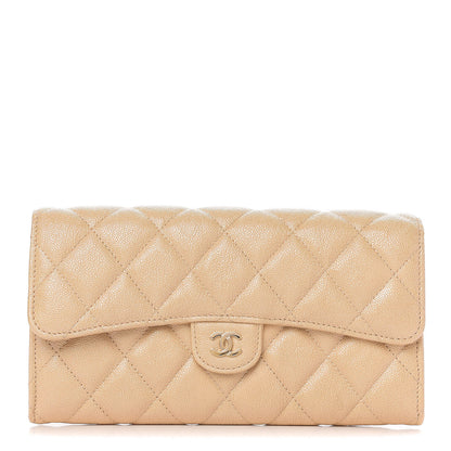 Chanel Iridescent Caviar Quilted Long Flap Wallet Beige 1 of 8