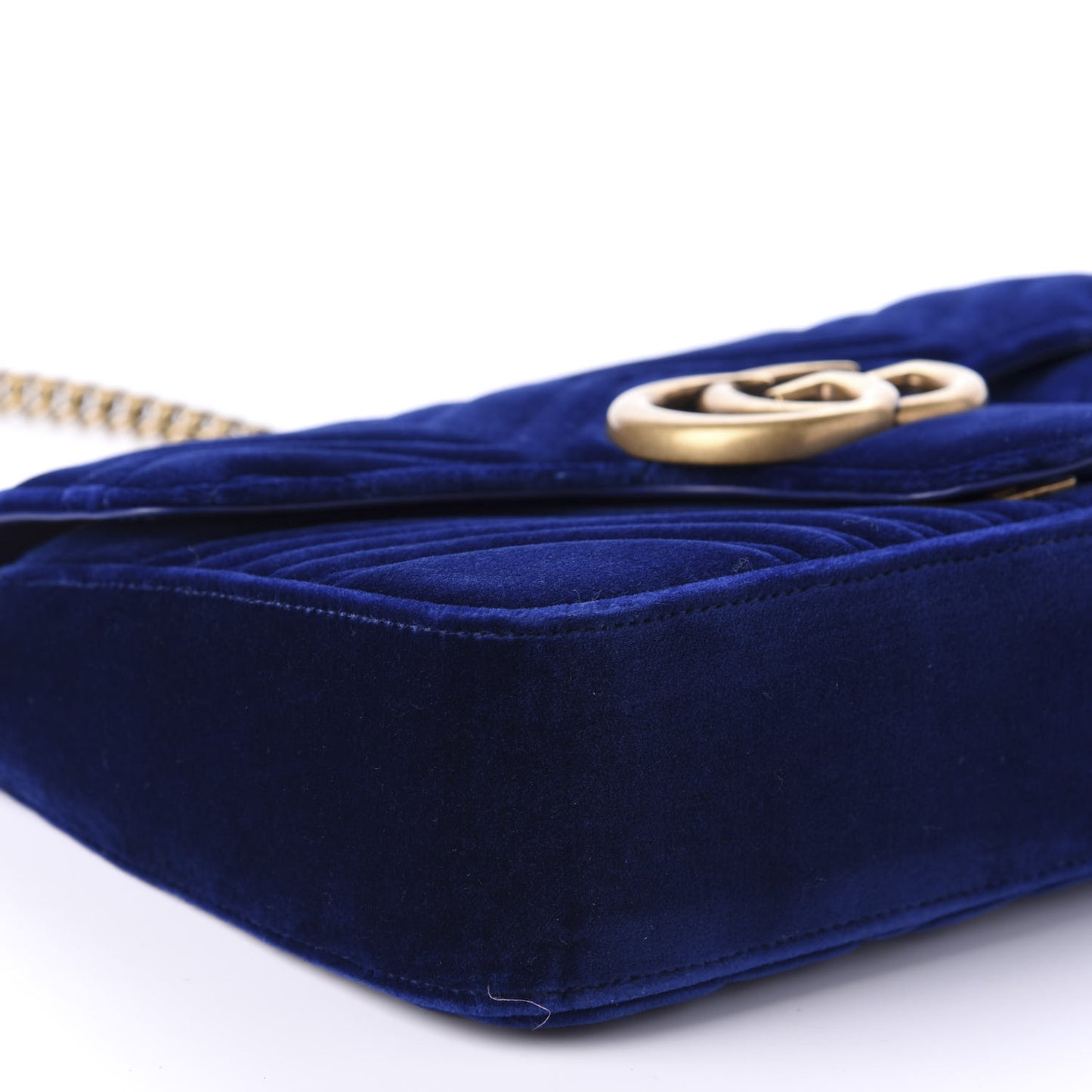 Velvet Matelasse Medium GG Marmont Shoulder Bag Cobalt Blue