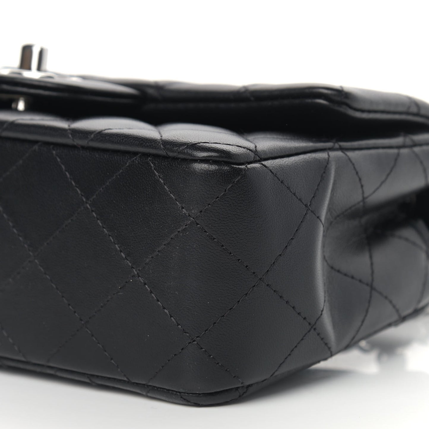 Lambskin Quilted Mini Rectangular Flap Black
