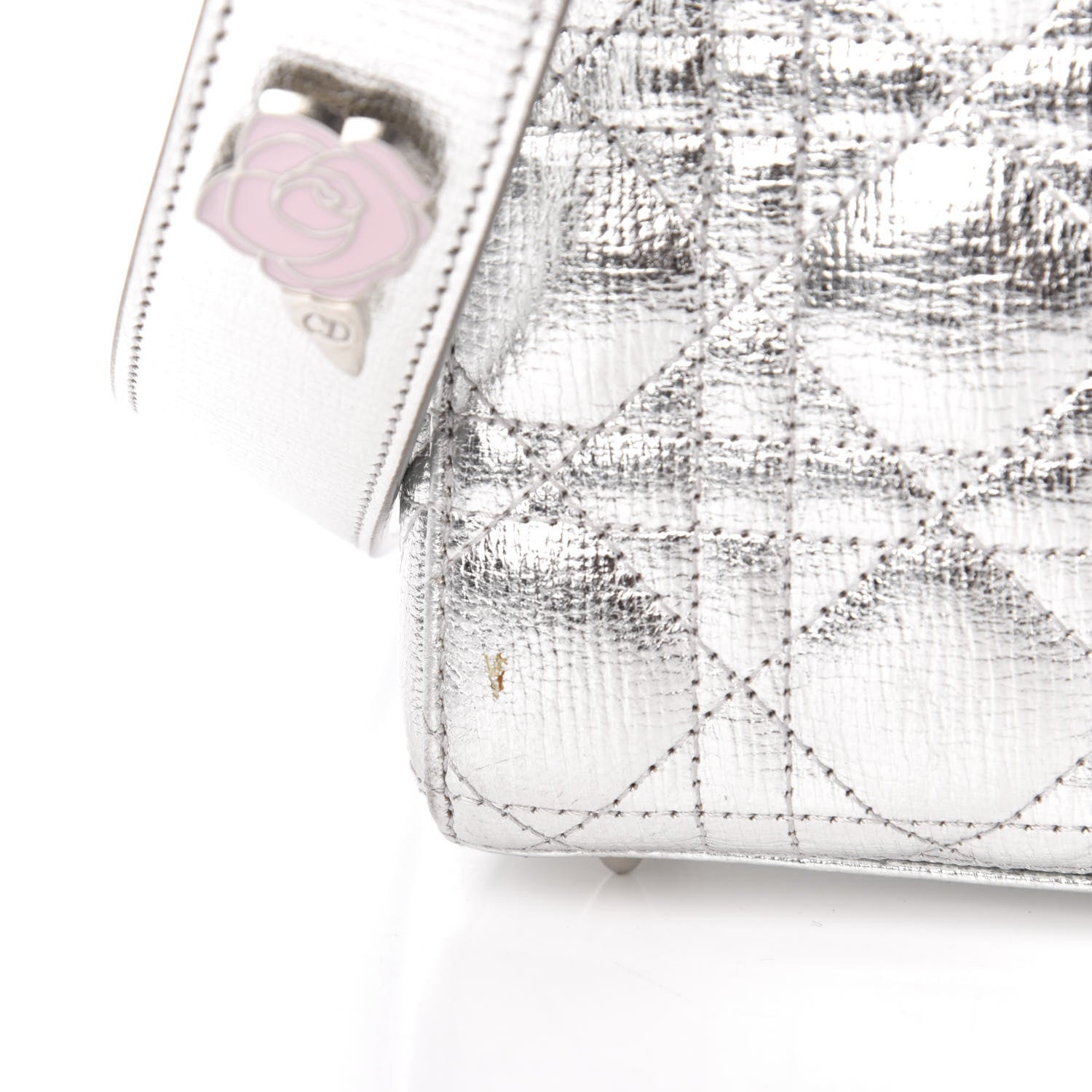 Christian Dior Metallic Grained Calfskin Cannage Small Lucky Badges My Lady Dior Silver 10 of 14