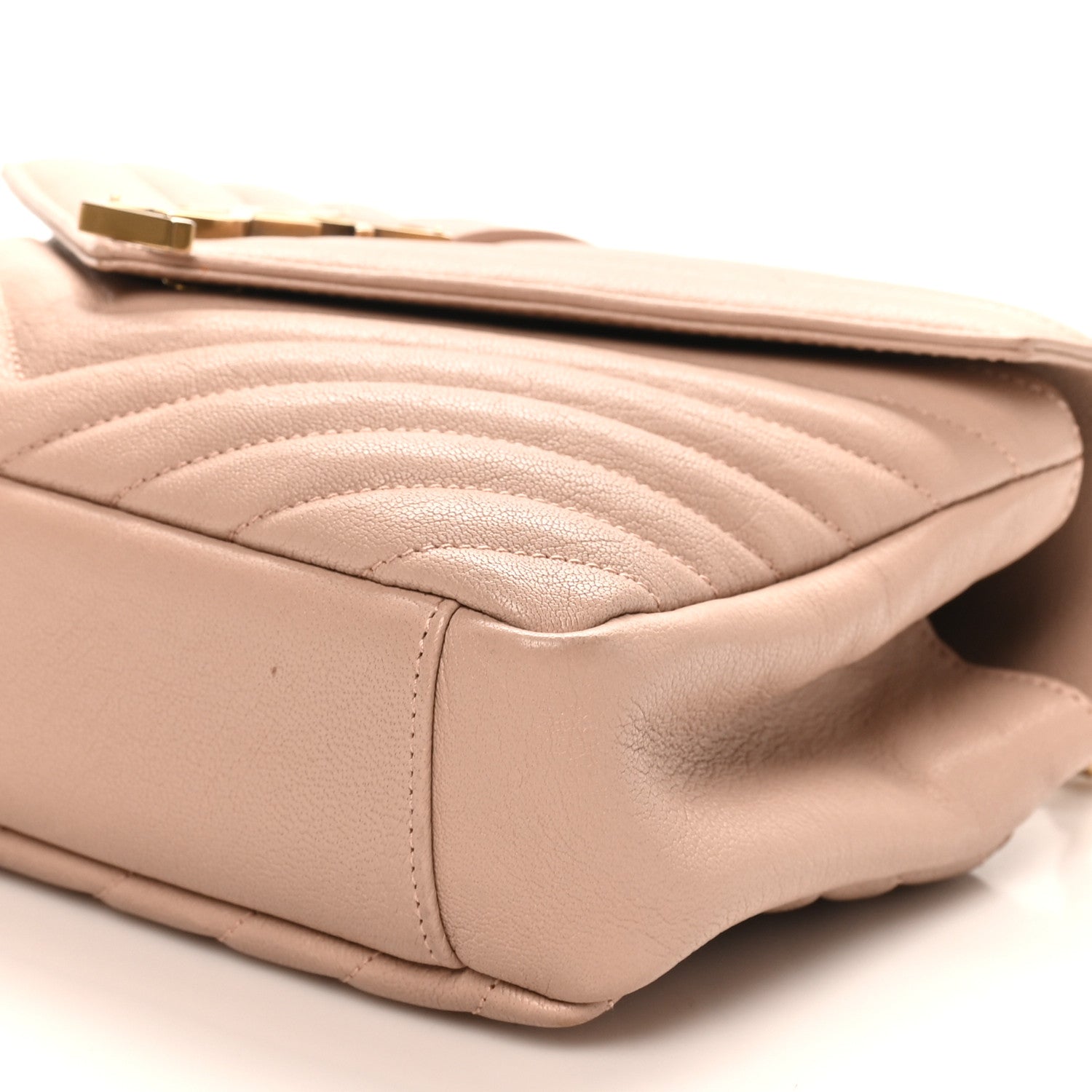 Saint Laurent Sheepskin Matelasse Chevron Monogram Medium College Bag Rose Poudre 9 of 10