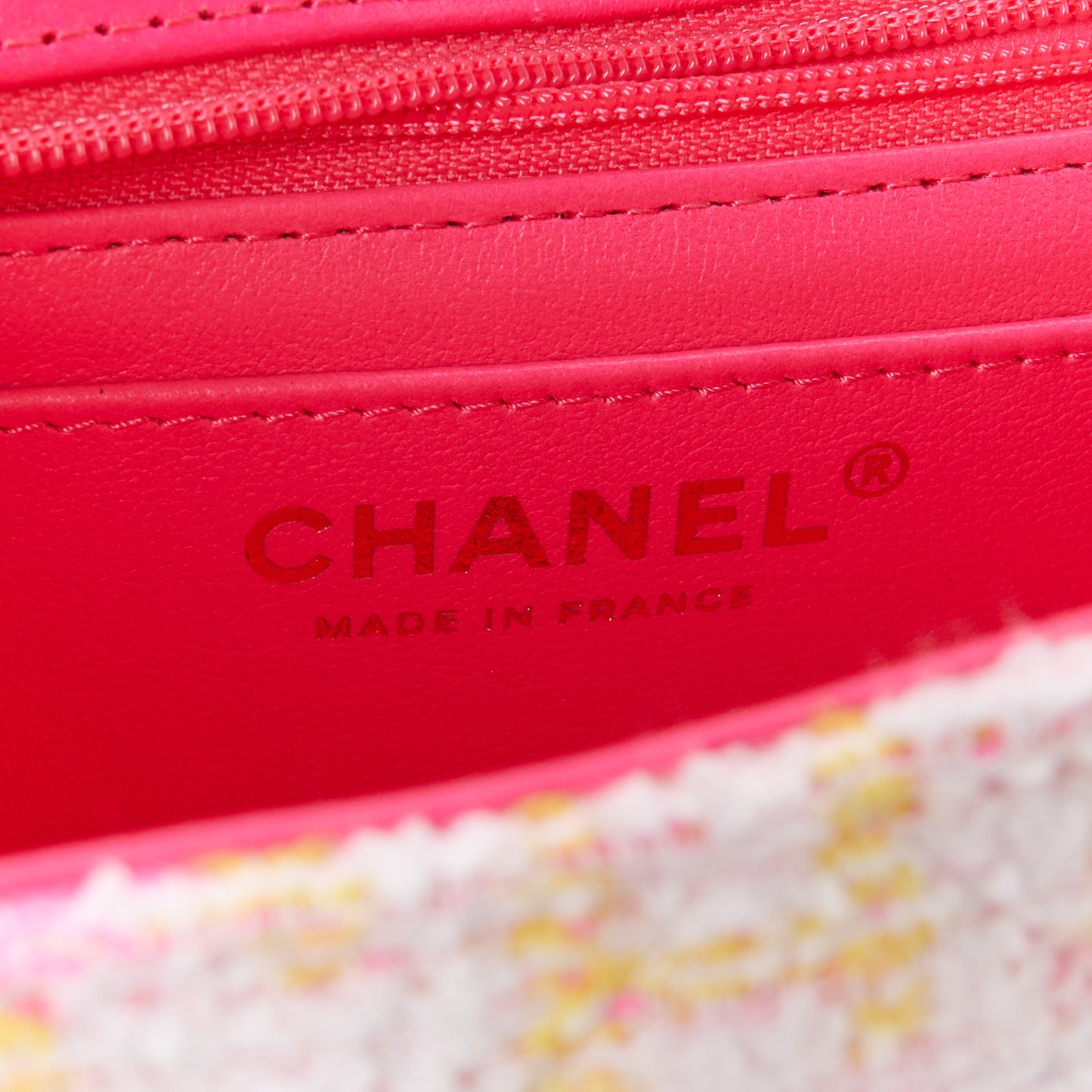 Tweed Quilted Mini Rectangular Flap Pink Multicolor