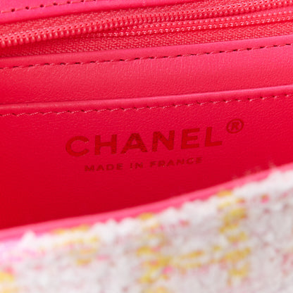 Chanel Tweed Quilted Mini Rectangular Flap Pink Multicolor 7 of 12