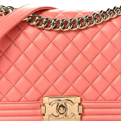 Chanel Lambskin Quilted Medium Boy Flap Coral 8 of 10