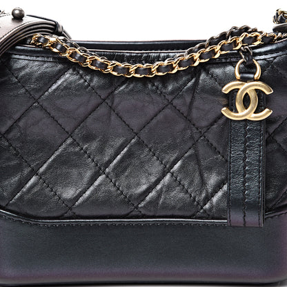Chanel Aged Calfskin Quilted Small Gabrielle Hobo Black 7 of 10