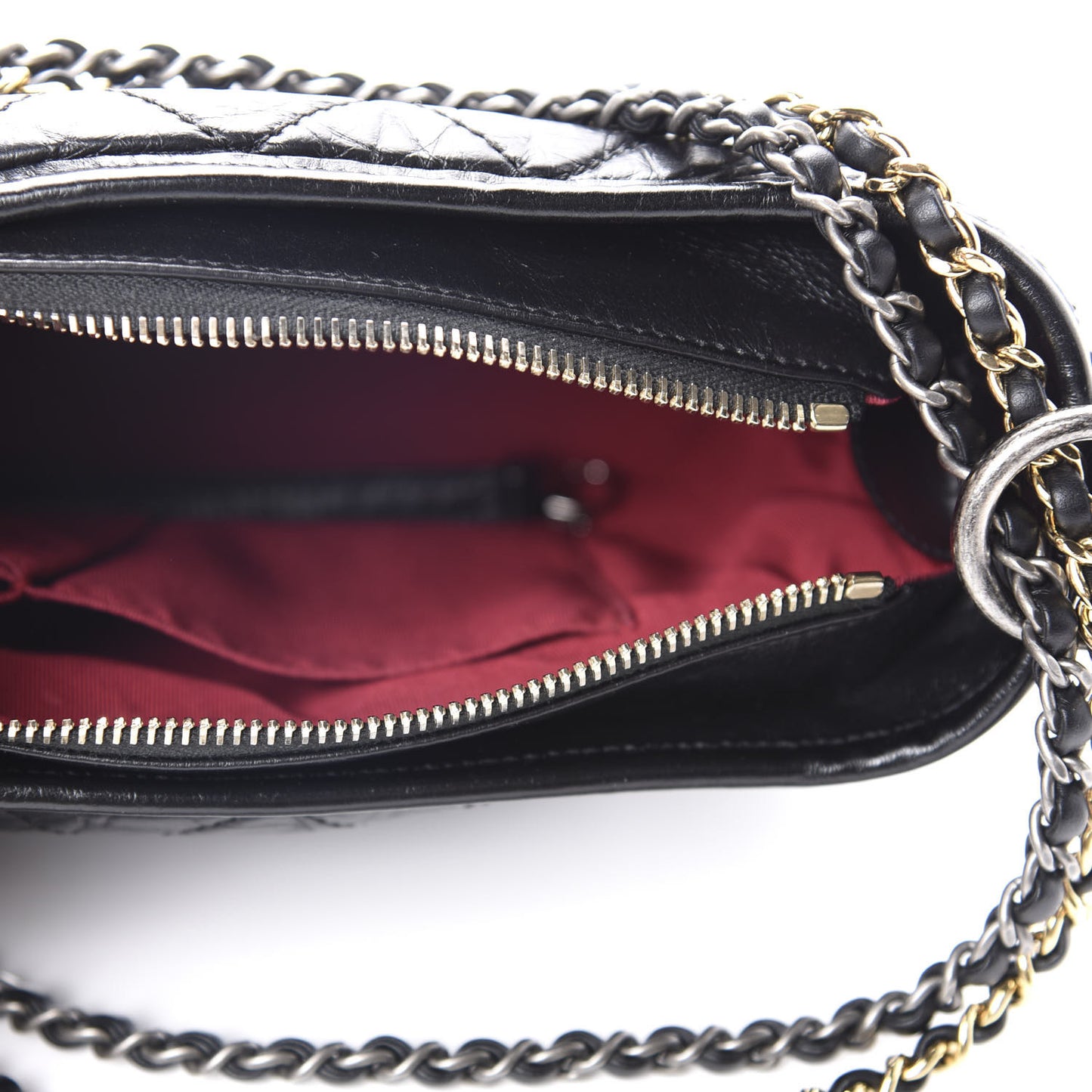 Aged Calfskin Quilted Small Gabrielle Hobo Black