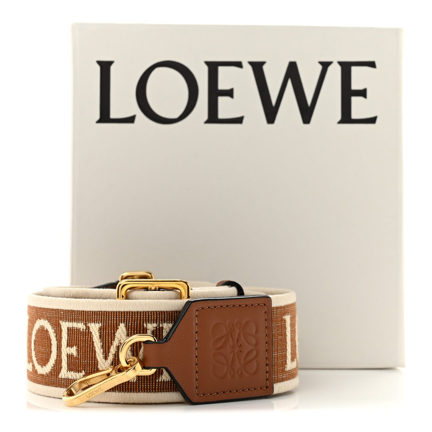Calfskin Jacquard Anagram Strap Tan Pecan