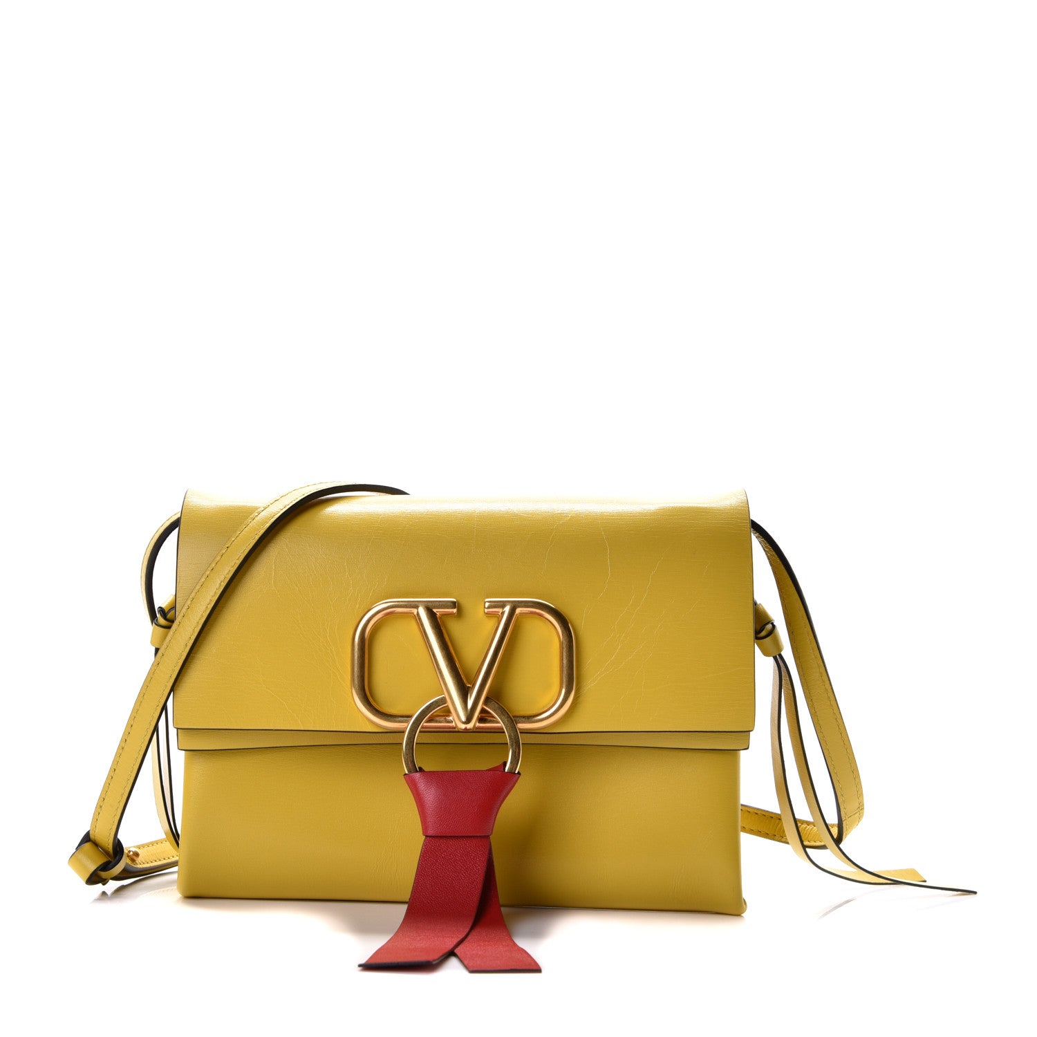 Valentino Garavani Smooth Calfskin Small VRing Crossbody Bag Senape 1 of 8