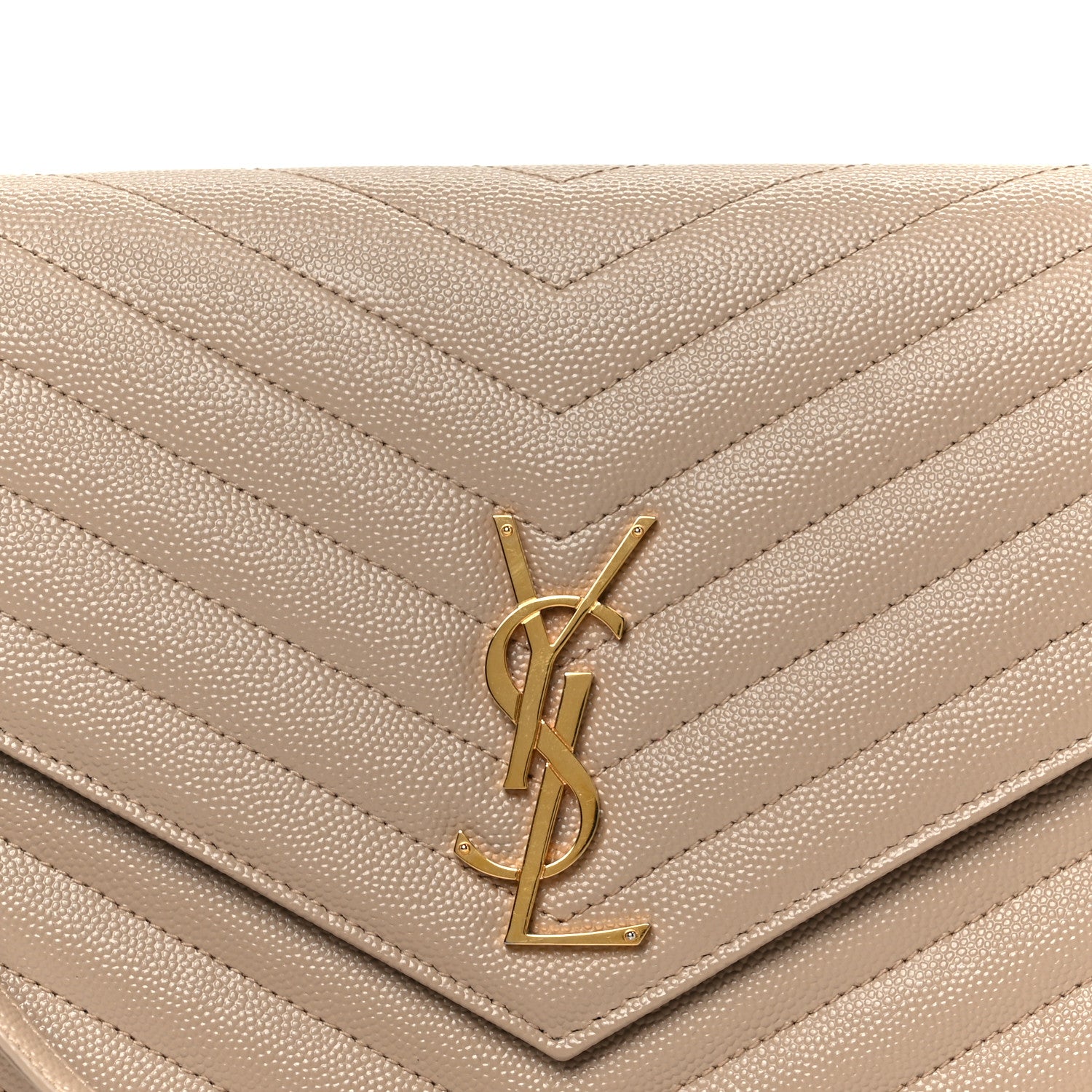 Saint Laurent Grain De Poudre Matelasse Chevron Monogram Envelope Clutch Dark Beige 8 of 10