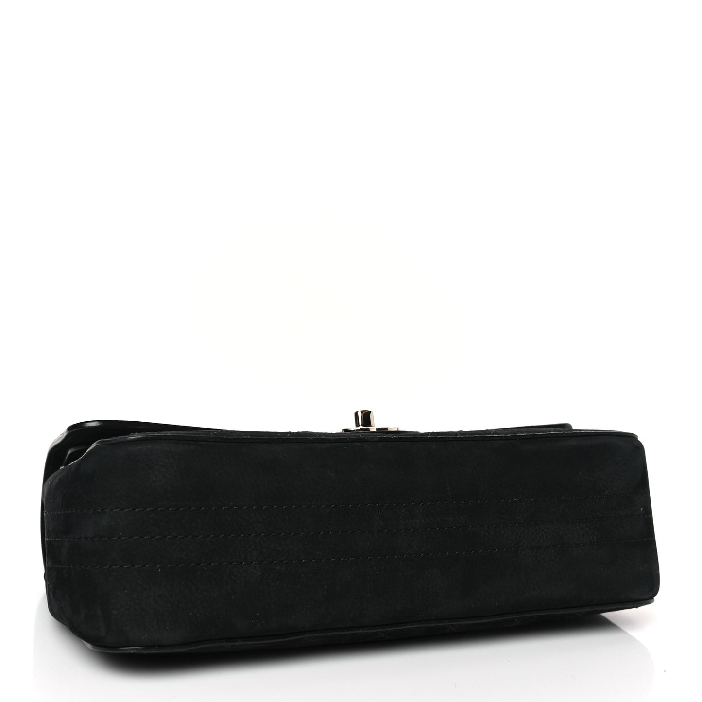 Suede Quilted Medium Double Flap Black
