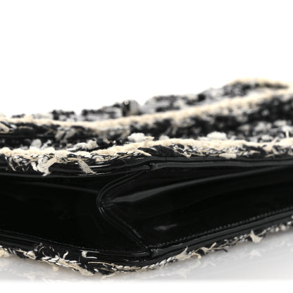 Chanel Tweed Patent Quilted Rectangular Flap Black White 9 of 10