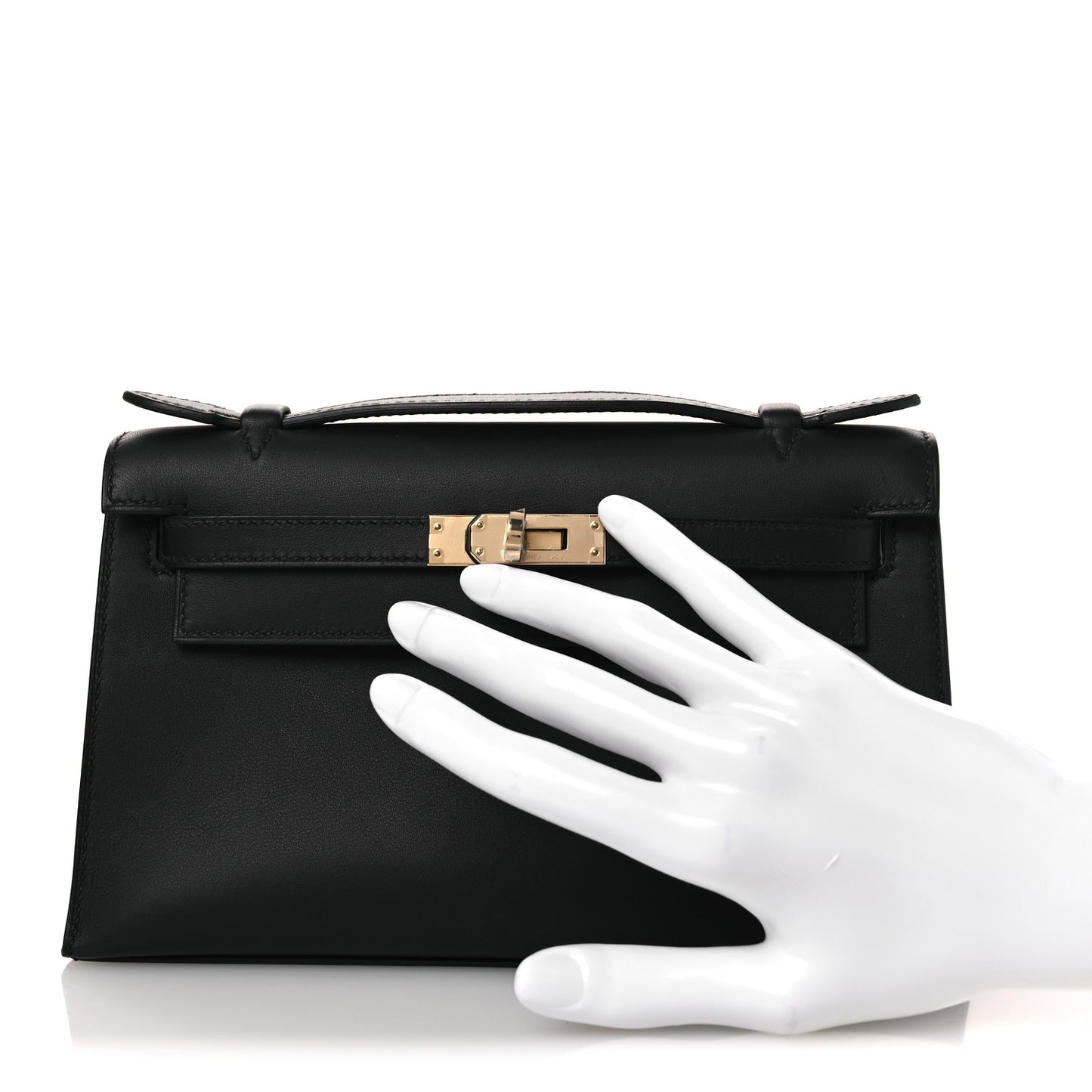 Swift Horseshoe Kelly Pochette Clutch Black Lime