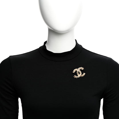 Chanel Crystal Starfall CC Brooch Gold 2 of 6