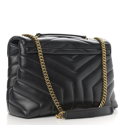 Saint Laurent Calfskin Y Quilted Monogram Small Loulou Chain Satchel Black 3 of 15