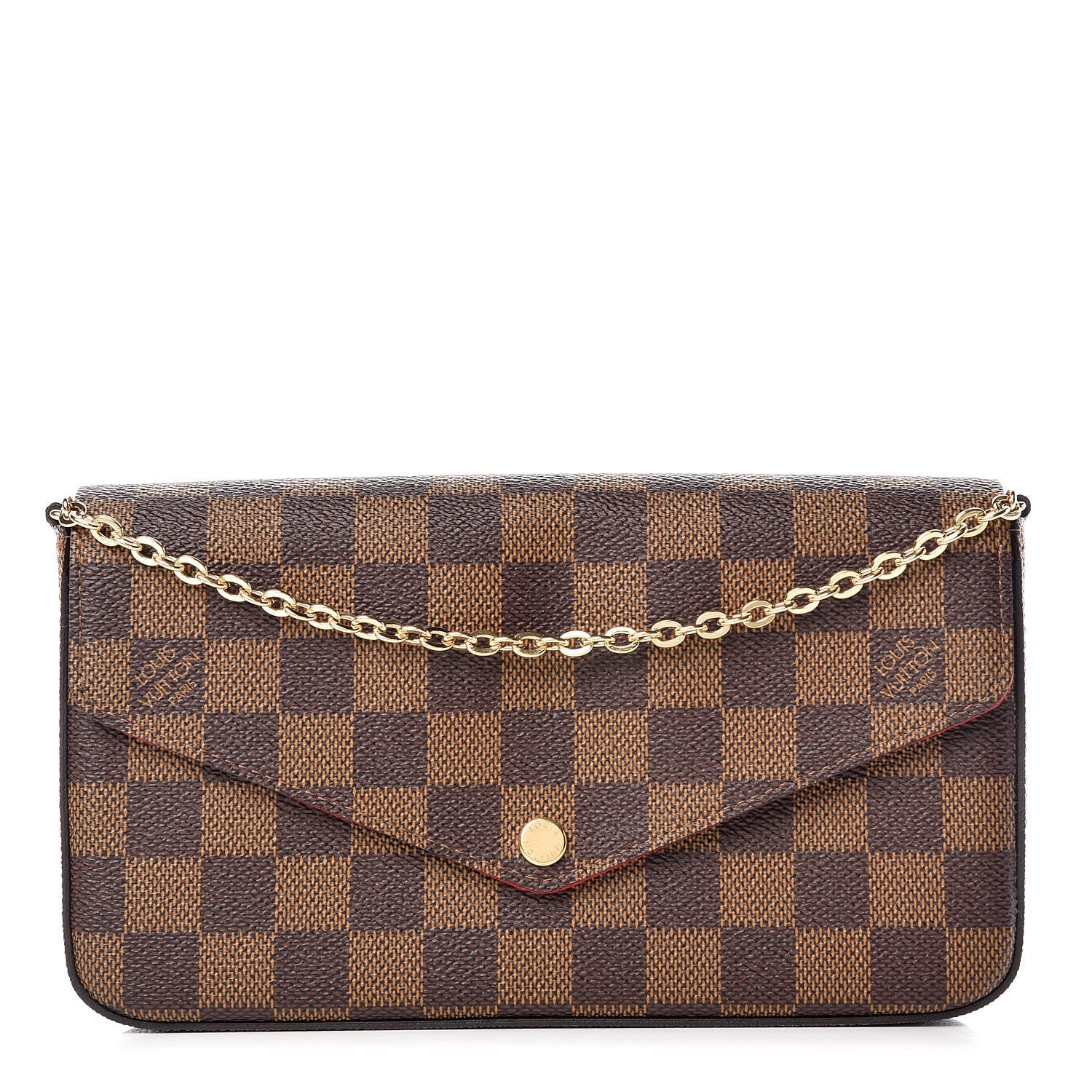 Louis Vuitton Damier Ebene Pochette Felicie Chain Wallet 1 of 13