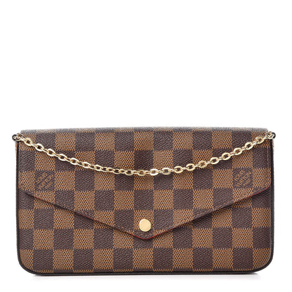 Louis Vuitton Damier Ebene Pochette Felicie Chain Wallet 1 of 13