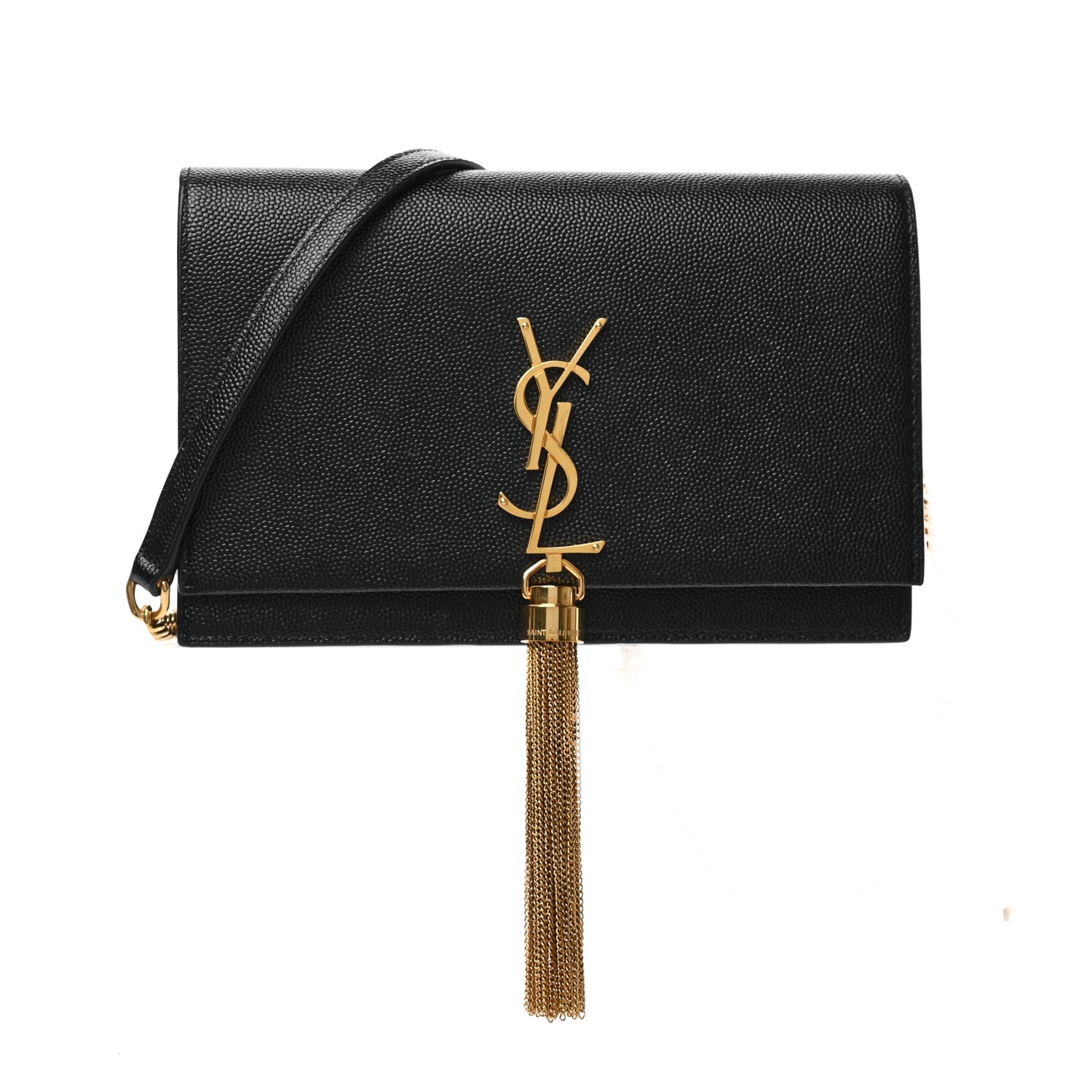 Saint Laurent Grain De Poudre Classic Monogram Kate Tassel Chain Wallet Black 1 of 8
