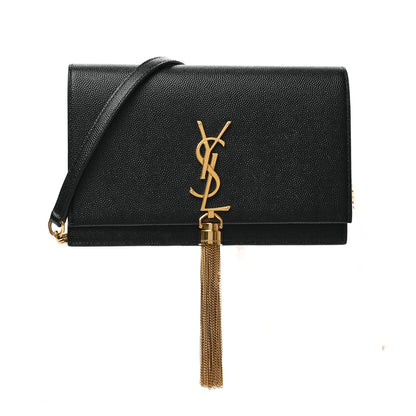 Saint Laurent Grain De Poudre Classic Monogram Kate Tassel Chain Wallet Black 1 of 8