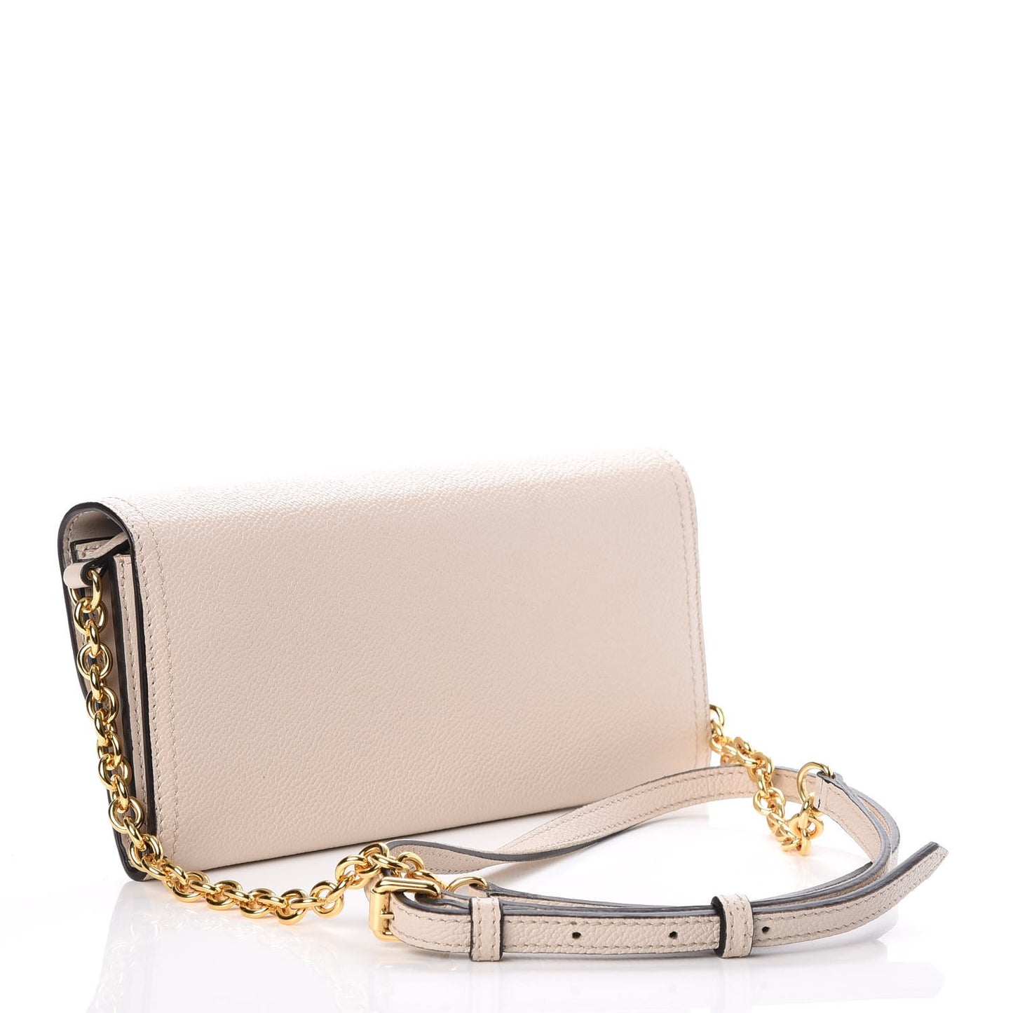 Grainy Calfskin Henley Wallet On Chain Limestone