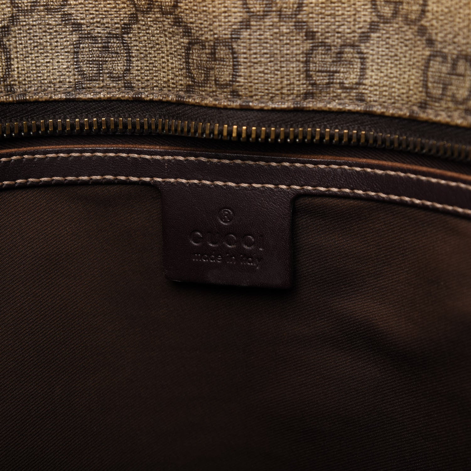 Gucci GG Supreme Monogram Large Zippered Shopping Tote Brown 8 of 10