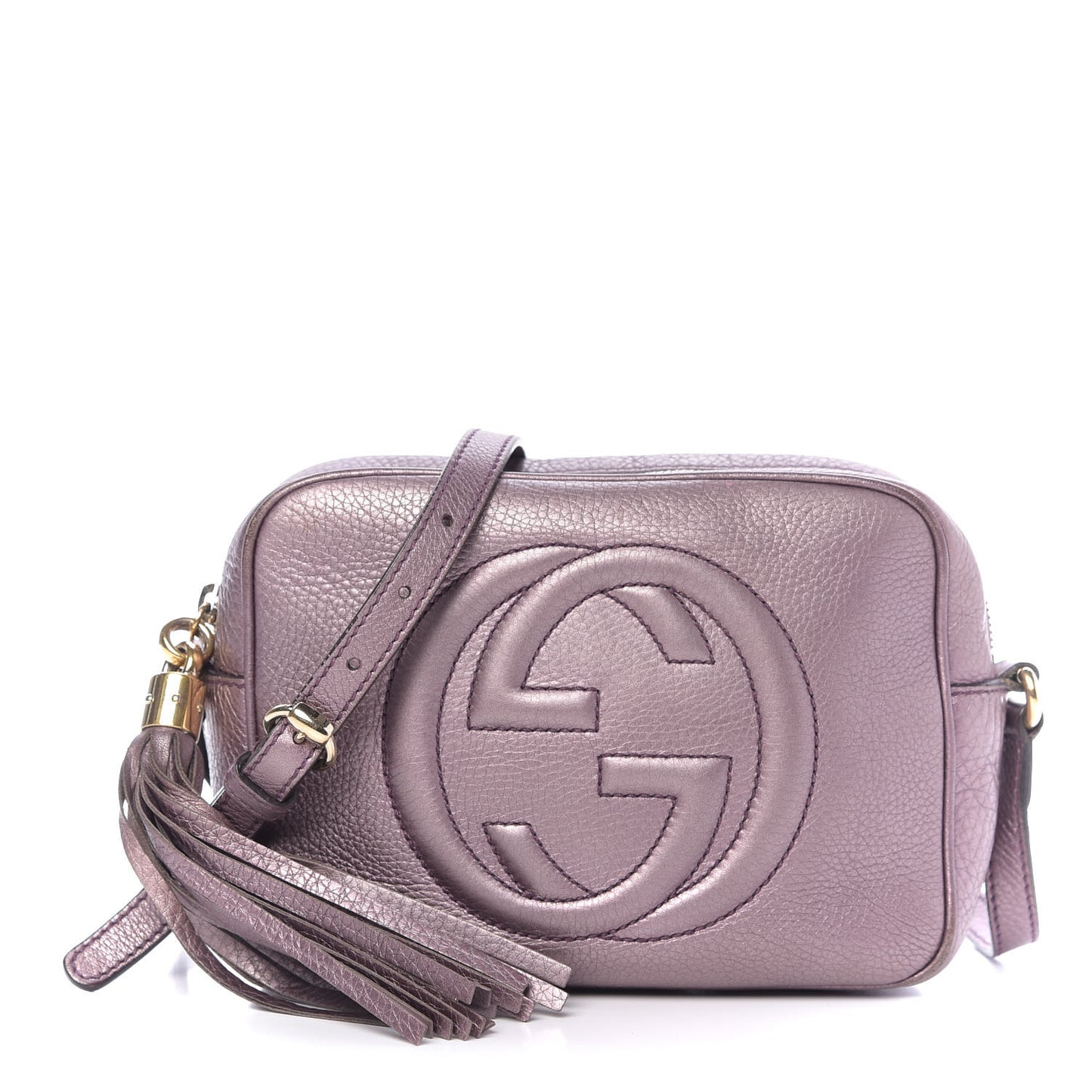 Metallic Pebbled Calfskin Small Soho Disco Bag Purple