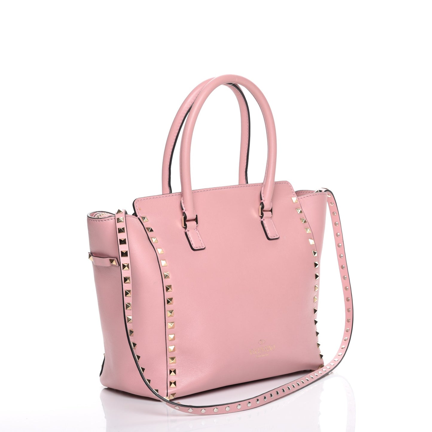 Vitello Rockstud Double Handle Tote Pop Gardenia