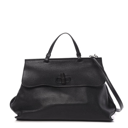 Gucci Pebbled Calfskin Large Bamboo Daily Top Handle Bag Black 1 of 11