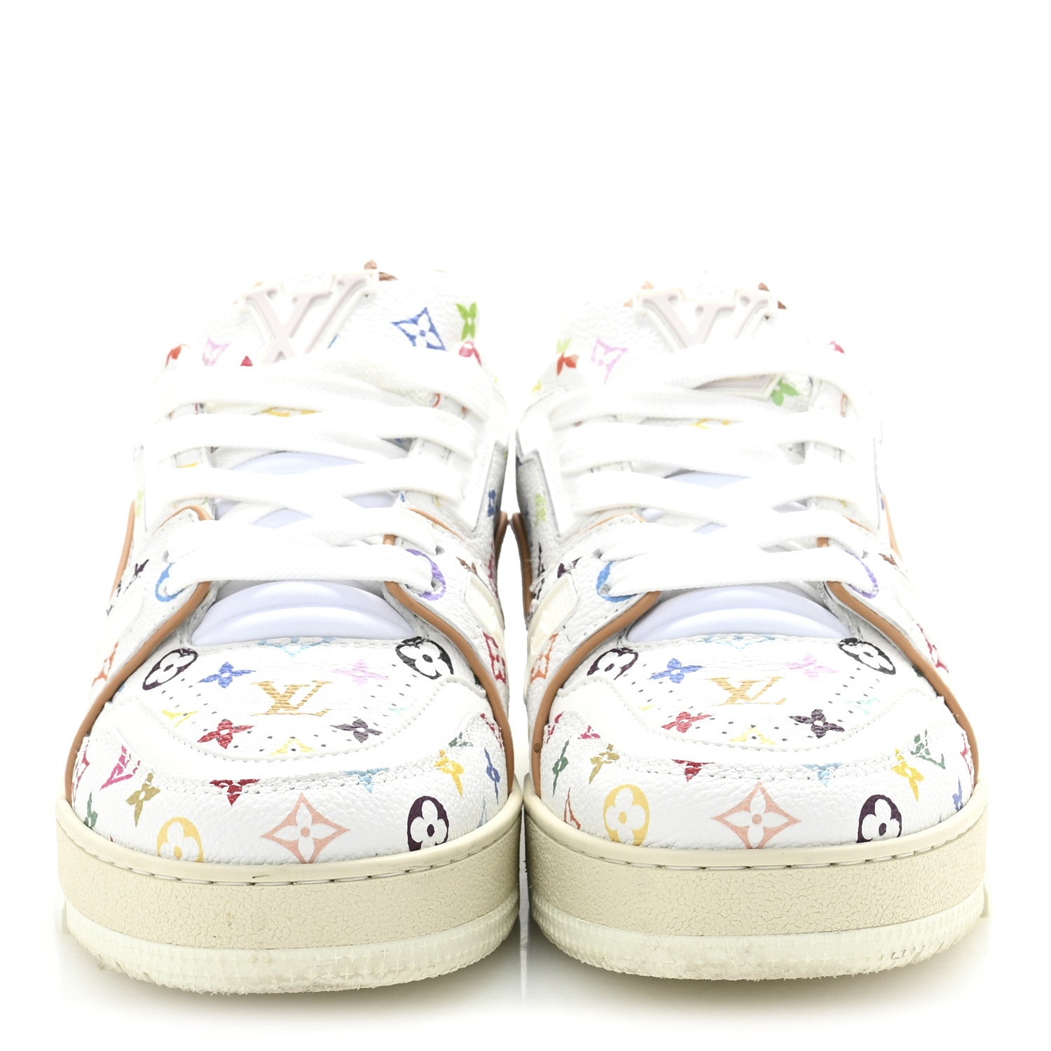 Louis Vuitton LV X TM Calfskin Monogram Multicolor Womens LV Trainer Sneakers 36 White 3 of 10
