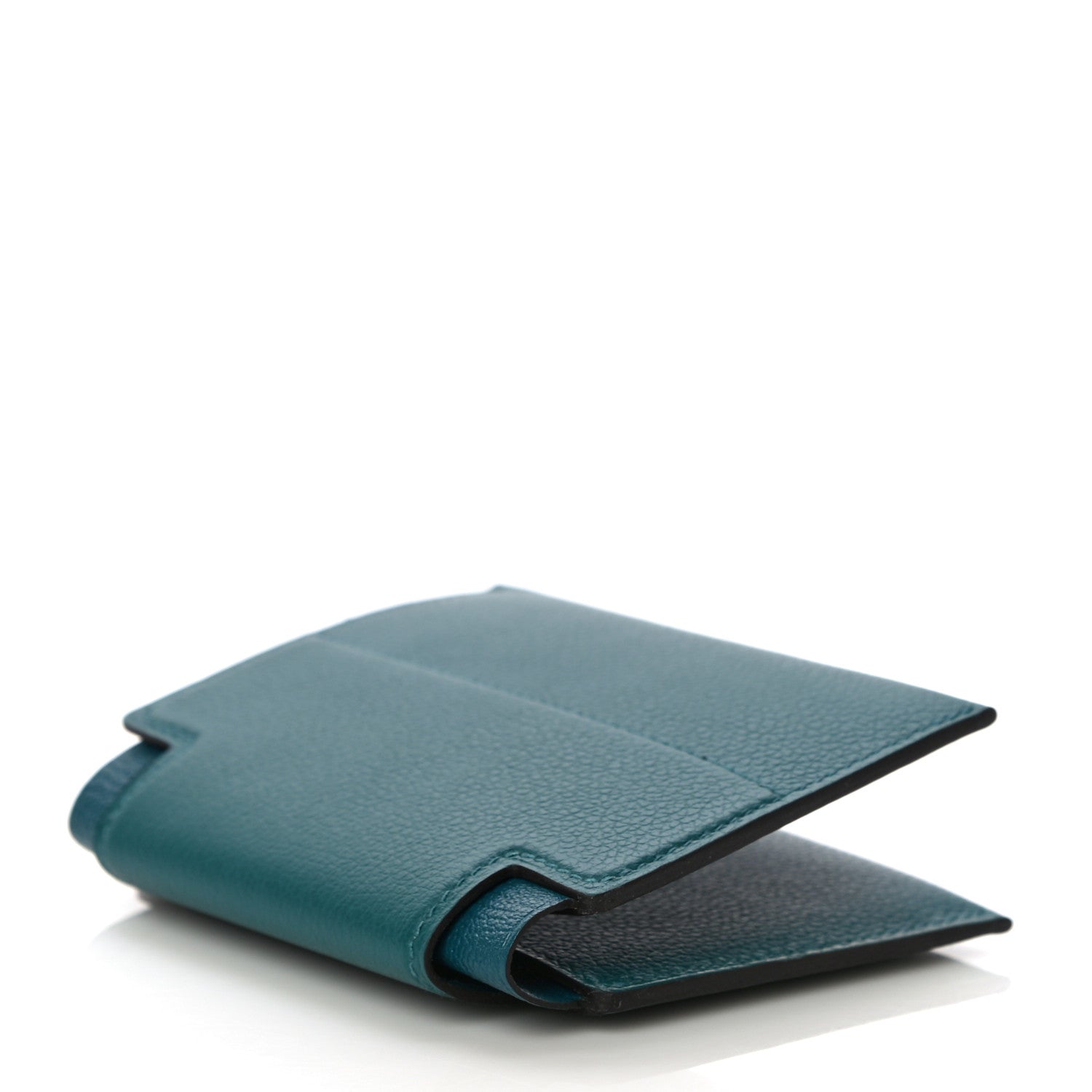 Hermes Allegretto Chevre Mysore H'Sport Open Vertical Card Holder Vert Bosphore 4 of 10