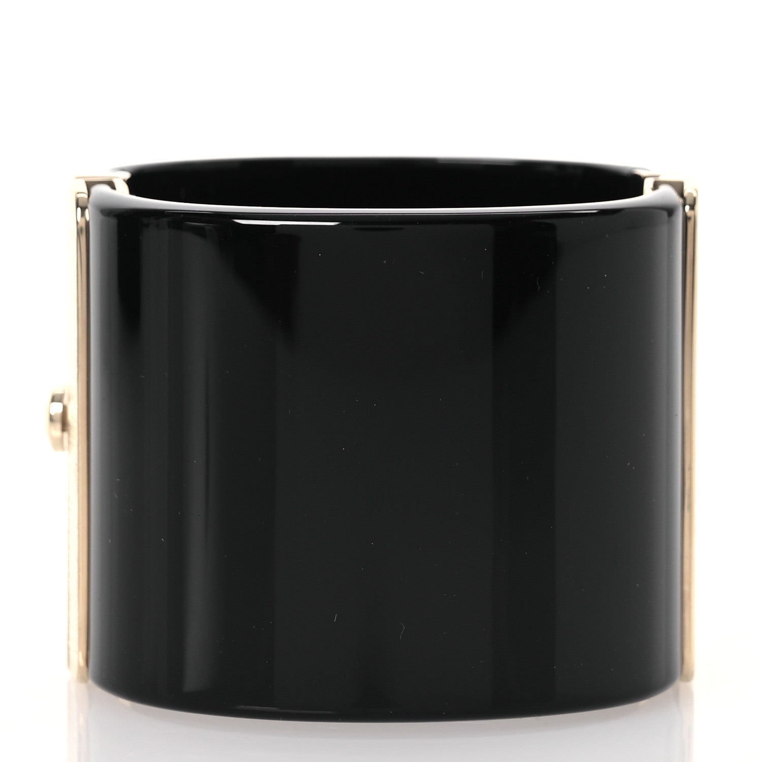 Chanel Resin Crystal Lambskin CC Cuff Black 3 of 6
