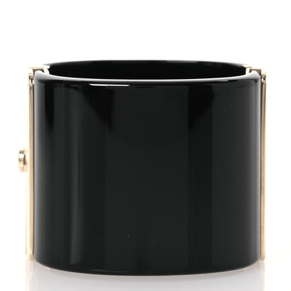 Chanel Resin Crystal Lambskin CC Cuff Black 3 of 6