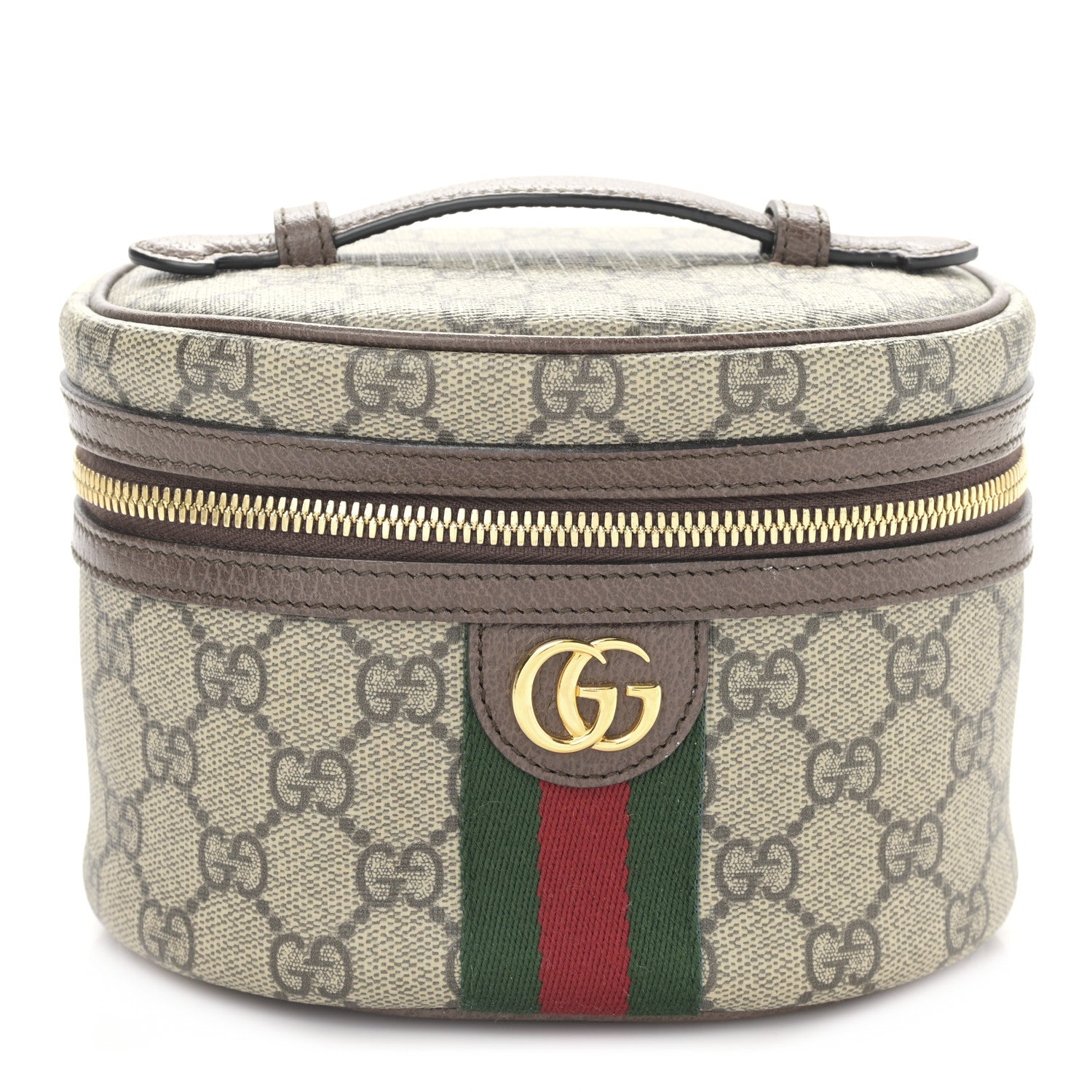Gucci GG Supreme Monogram Textured Calfskin Web Ophidia Vanity Cosmetic Case Beige Ebony New Acero 1 of 9