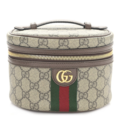 Gucci GG Supreme Monogram Textured Calfskin Web Ophidia Vanity Cosmetic Case Beige Ebony New Acero 1 of 9