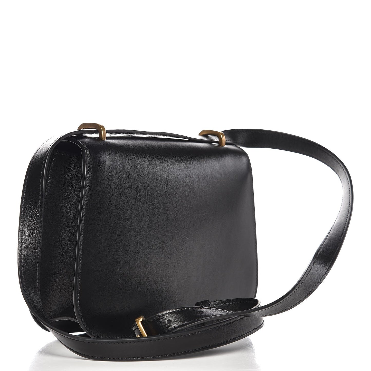 Smooth Calfskin Small Spontini Saddle Bag Black