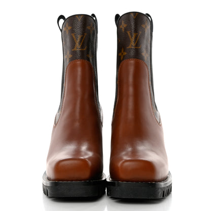 Louis Vuitton Calfskin Monogram Limitless Ankle Boots 36 Cognac 2 of 8