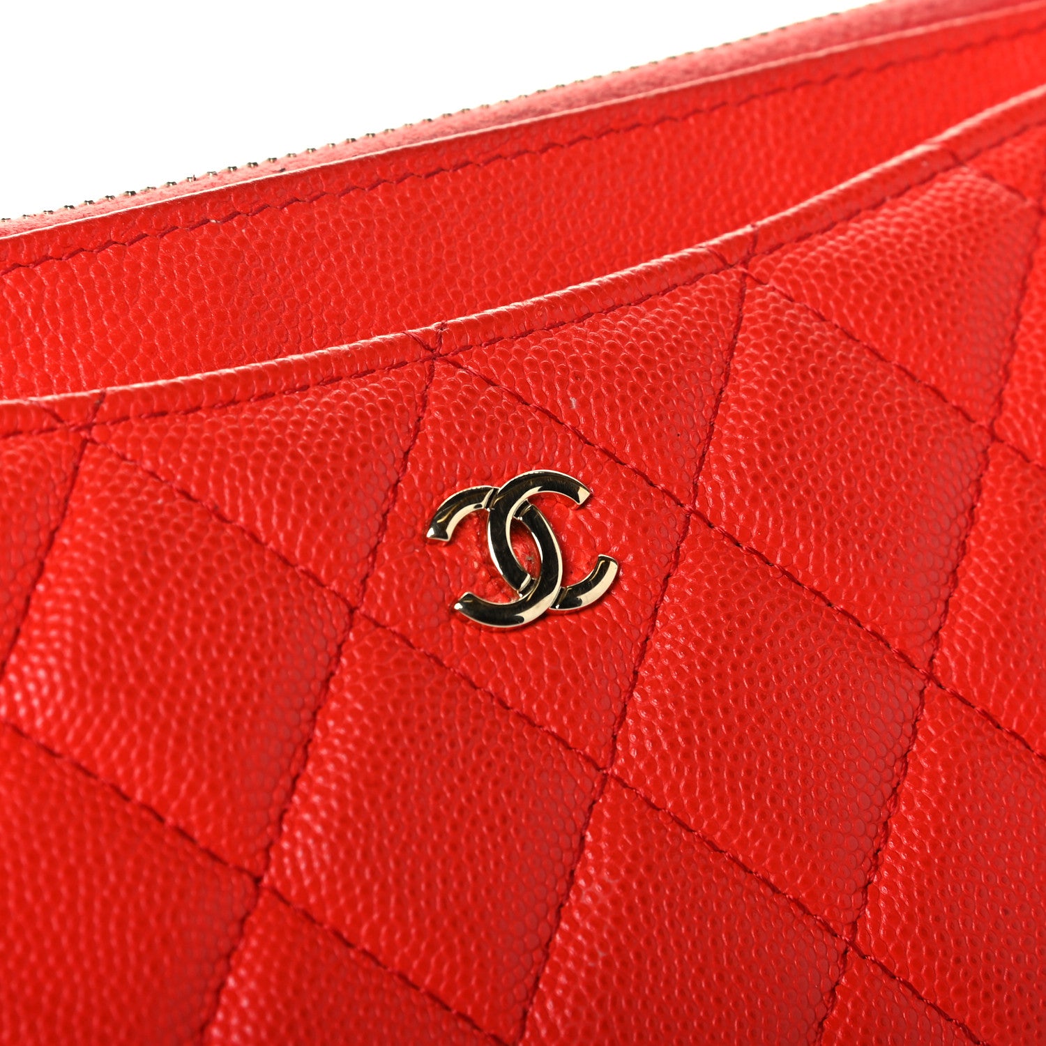 Chanel Caviar Quilted Classic Zip Pouch Red 6 of 7