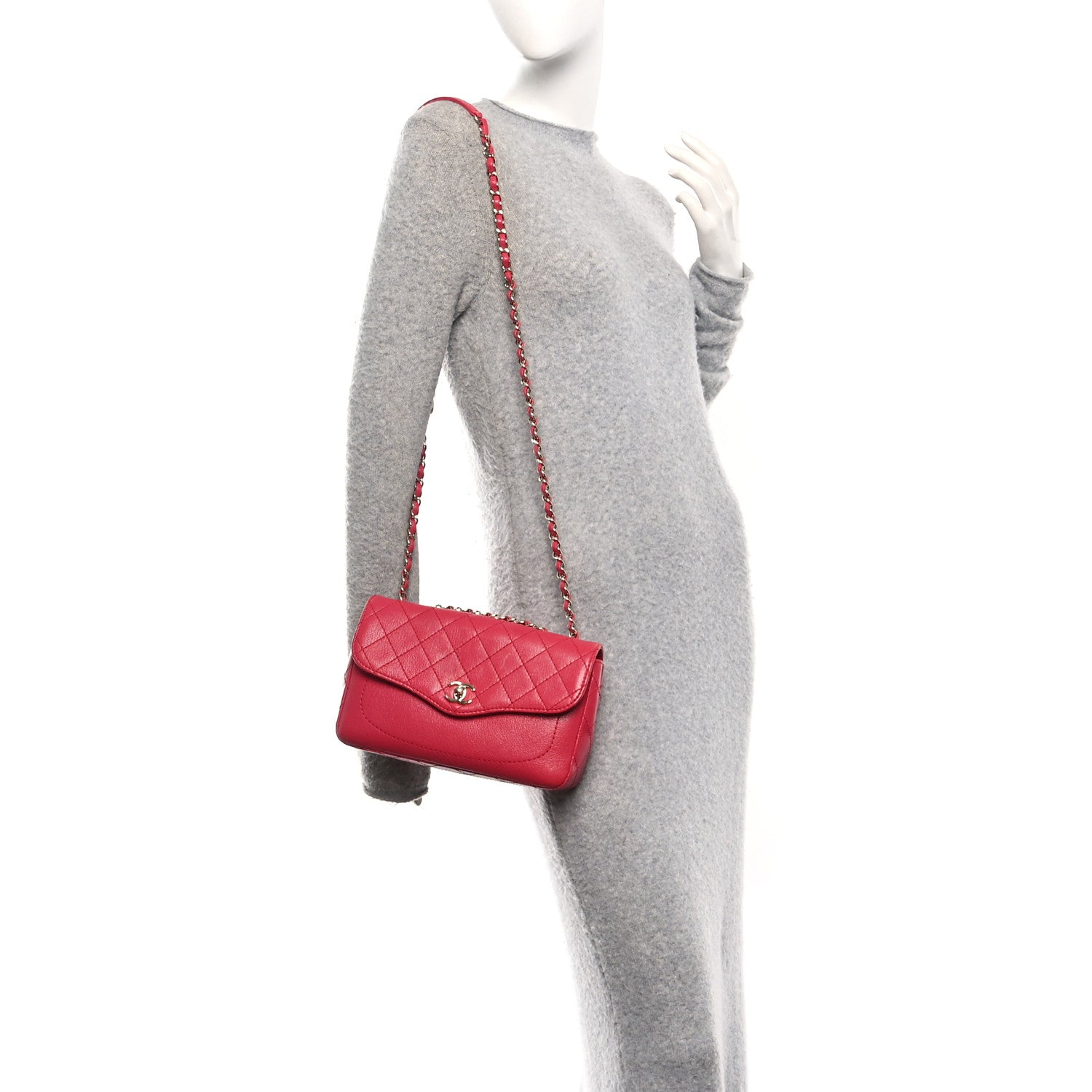 Chanel Goatskin Quilted Coco Curve Flap Messenger Flap Dark Pink 2 of 11