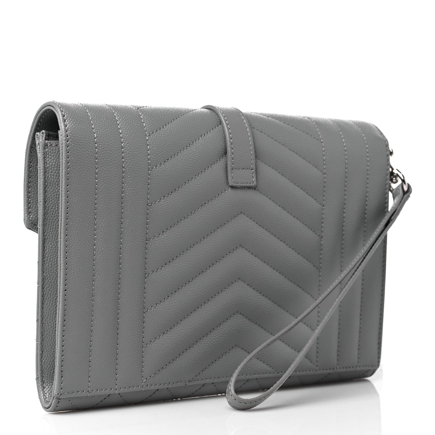 Grain De Poudre Textured Mixed Matelasse Triquilt Monogram Clutch Storm