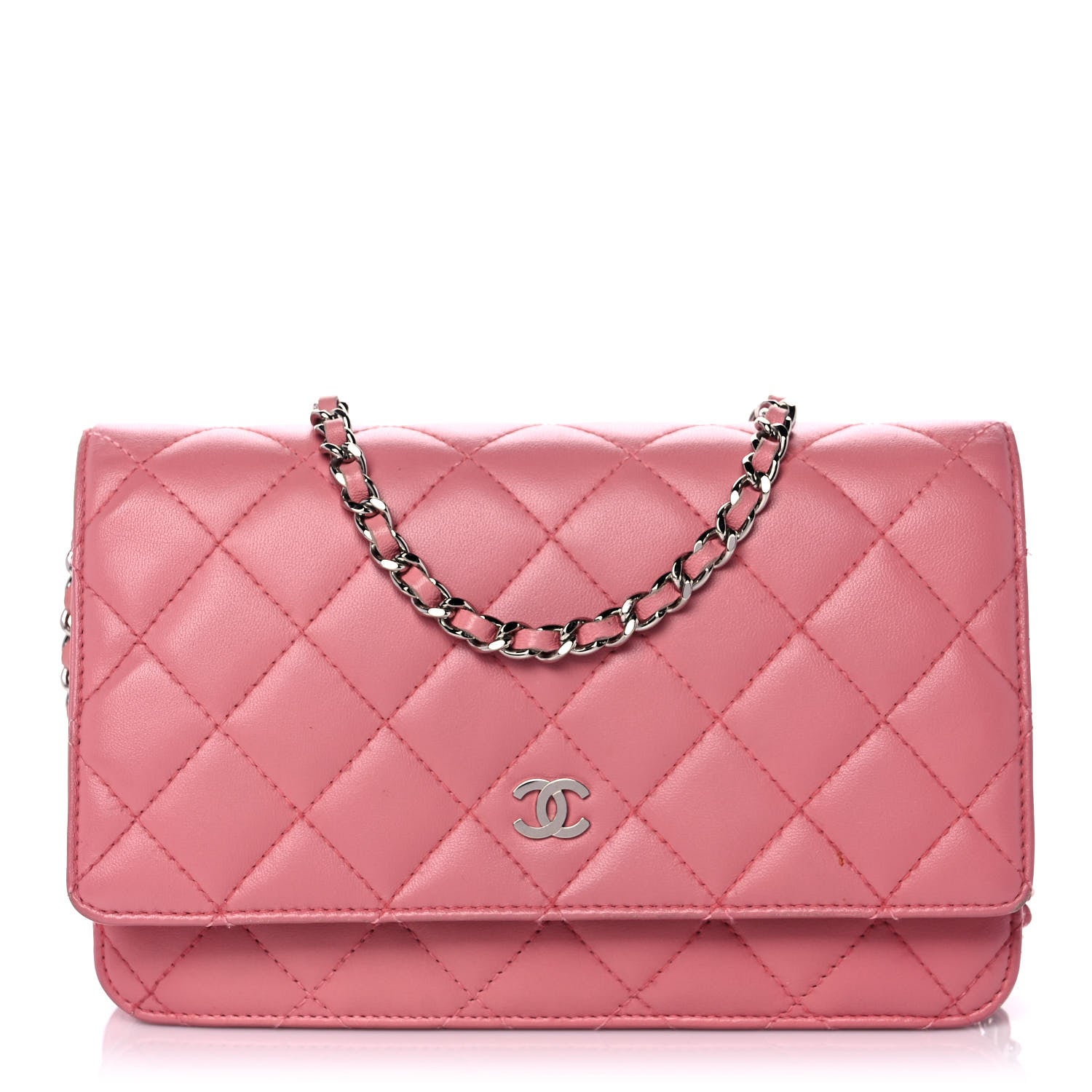 Chanel Lambskin Quilted Wallet on Chain WOC Pink 1 of 14