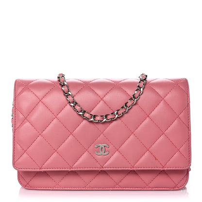 Chanel Lambskin Quilted Wallet on Chain WOC Pink 1 of 14