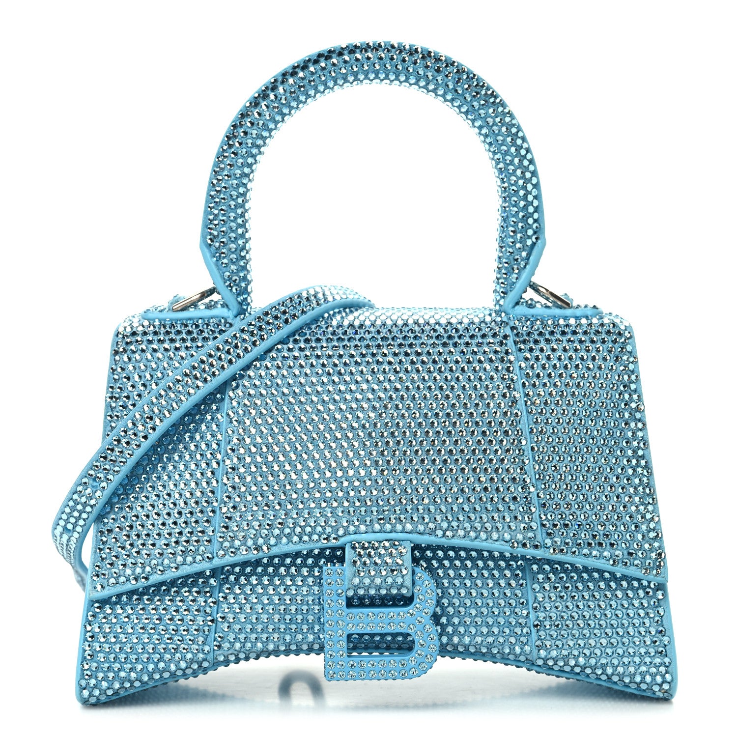 Balenciaga Strass Suede Hourglass Top Handle Bag XS Light Blue 1 of 12
